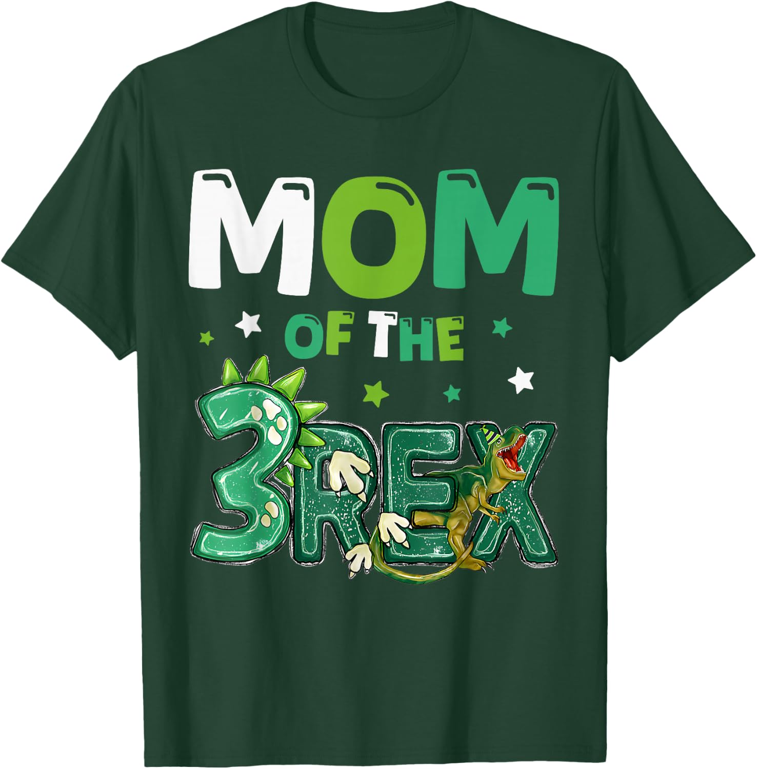 Mom of The Three Rex Birthday Dinosaur Family Matching T-Shirt - T-Shirt | Forest