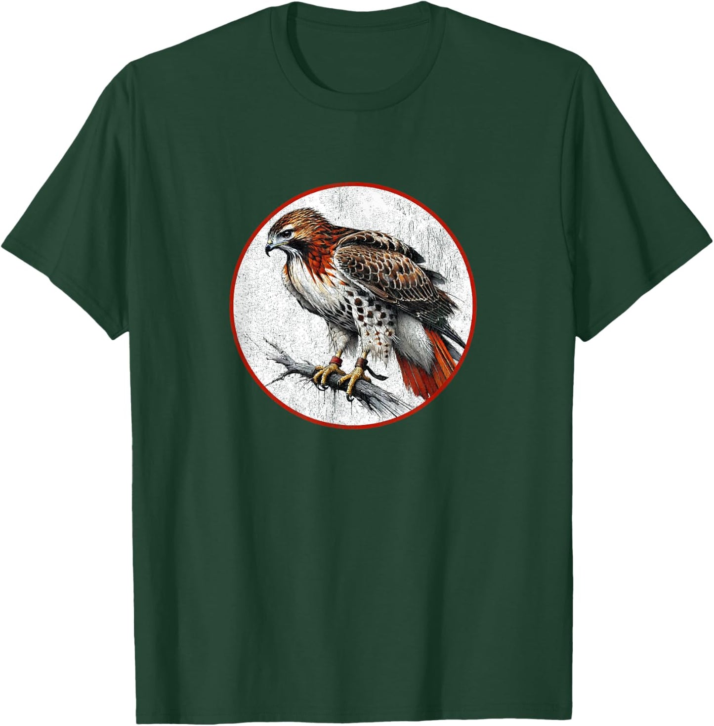Colorful Retro Red Tailed Hawk Bird Design T-Shirt - T-Shirt | Forest