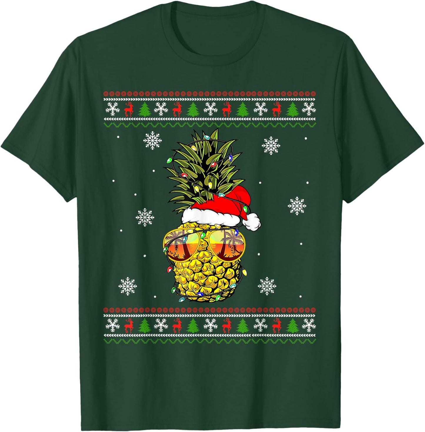 Pineapple Christmas Tree or Christmas in July Ugly Sweater T-Shirt - T-Shirt | Forest
