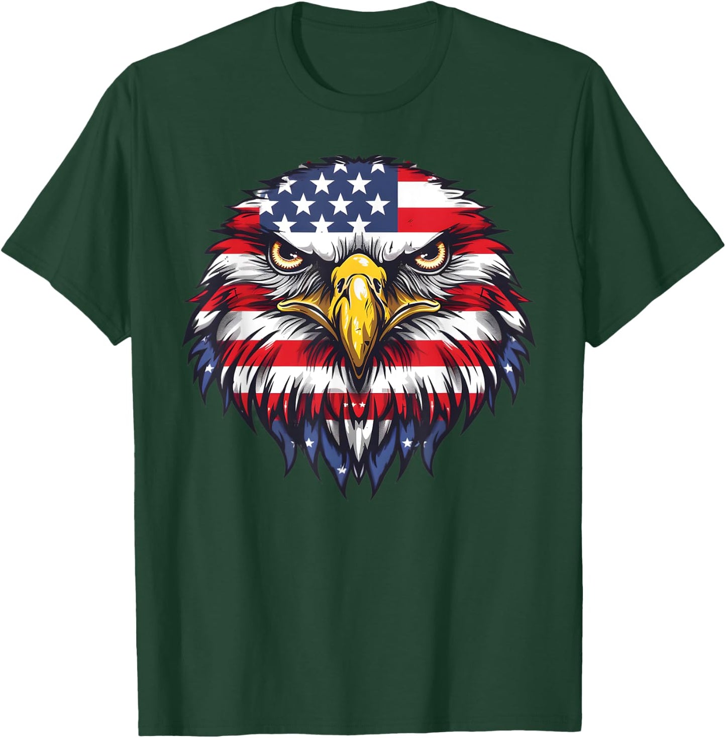 Patriotic Flag Hawk 4th Of July Funny Animal Face T-Shirt - T-Shirt | Forest