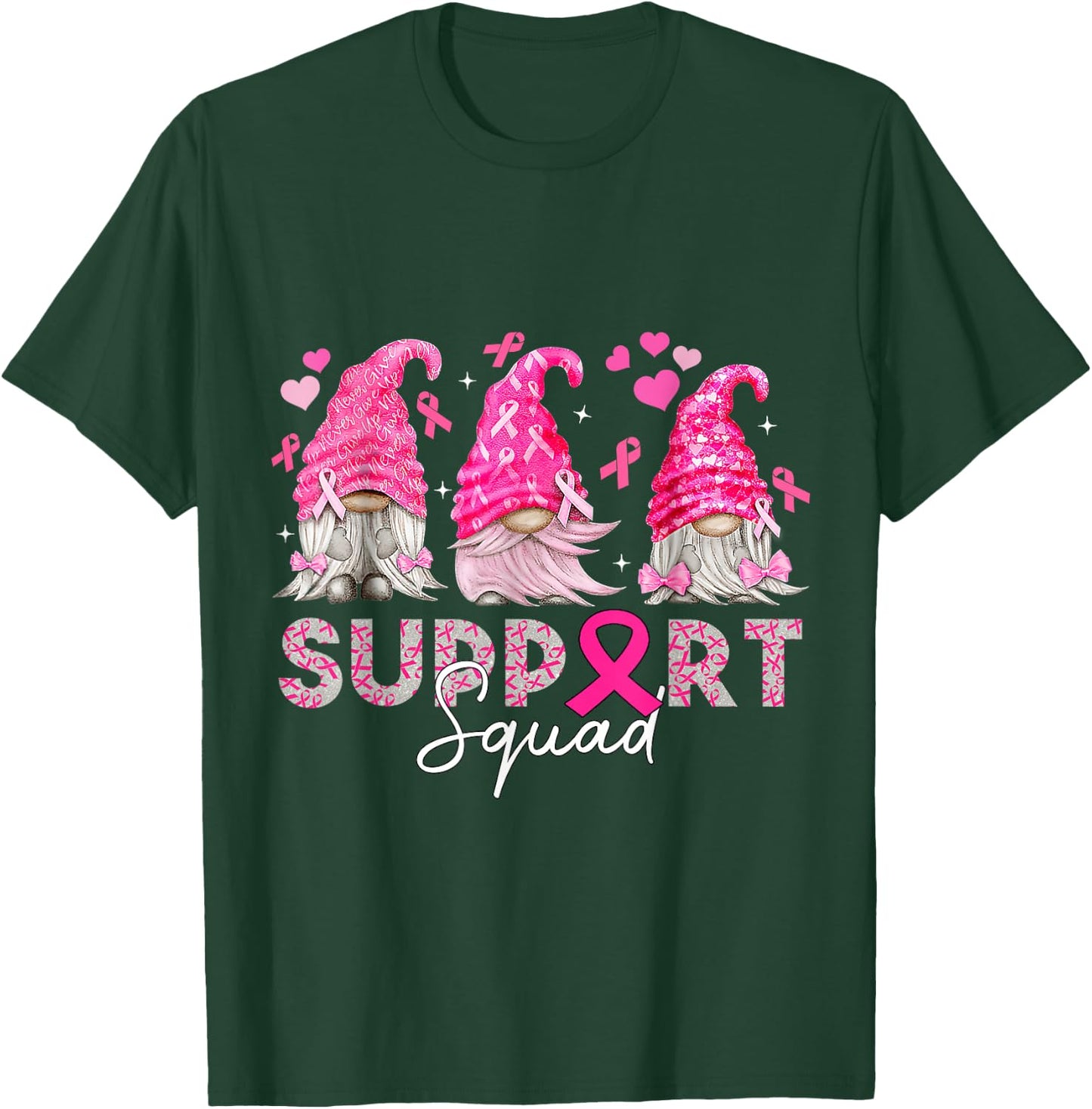 Breast Cancer Support Squad For Mom Women Gnomies T-Shirt - T-Shirt | Forest