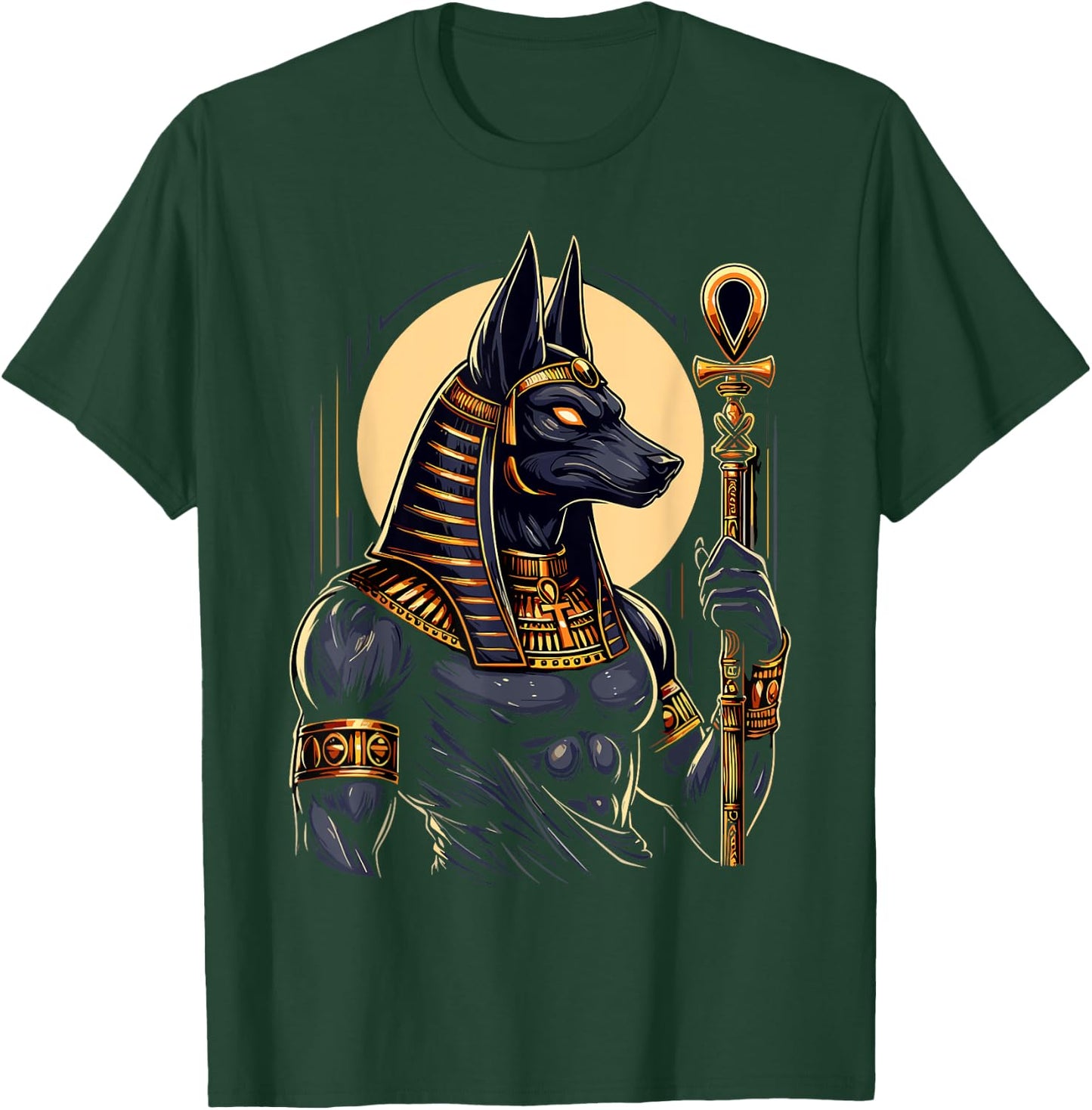 Anubis Ancient Egyptian Hieroglyphics Egypt Pharaoh Anpu T-Shirt - T-Shirt | Forest