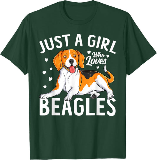 Just a Girl Who Loves Beagles Cute Beagle Dog Women Girls T-Shirt - T-Shirt | Forest