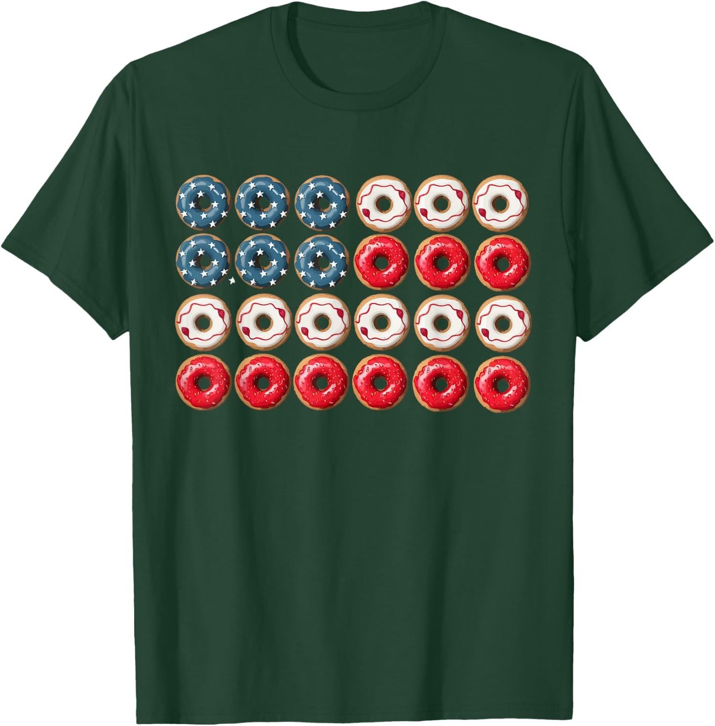 Patriotic Donuts American Flag USA 4th Of July Doughnuts day T-Shirt - T-Shirt | Forest