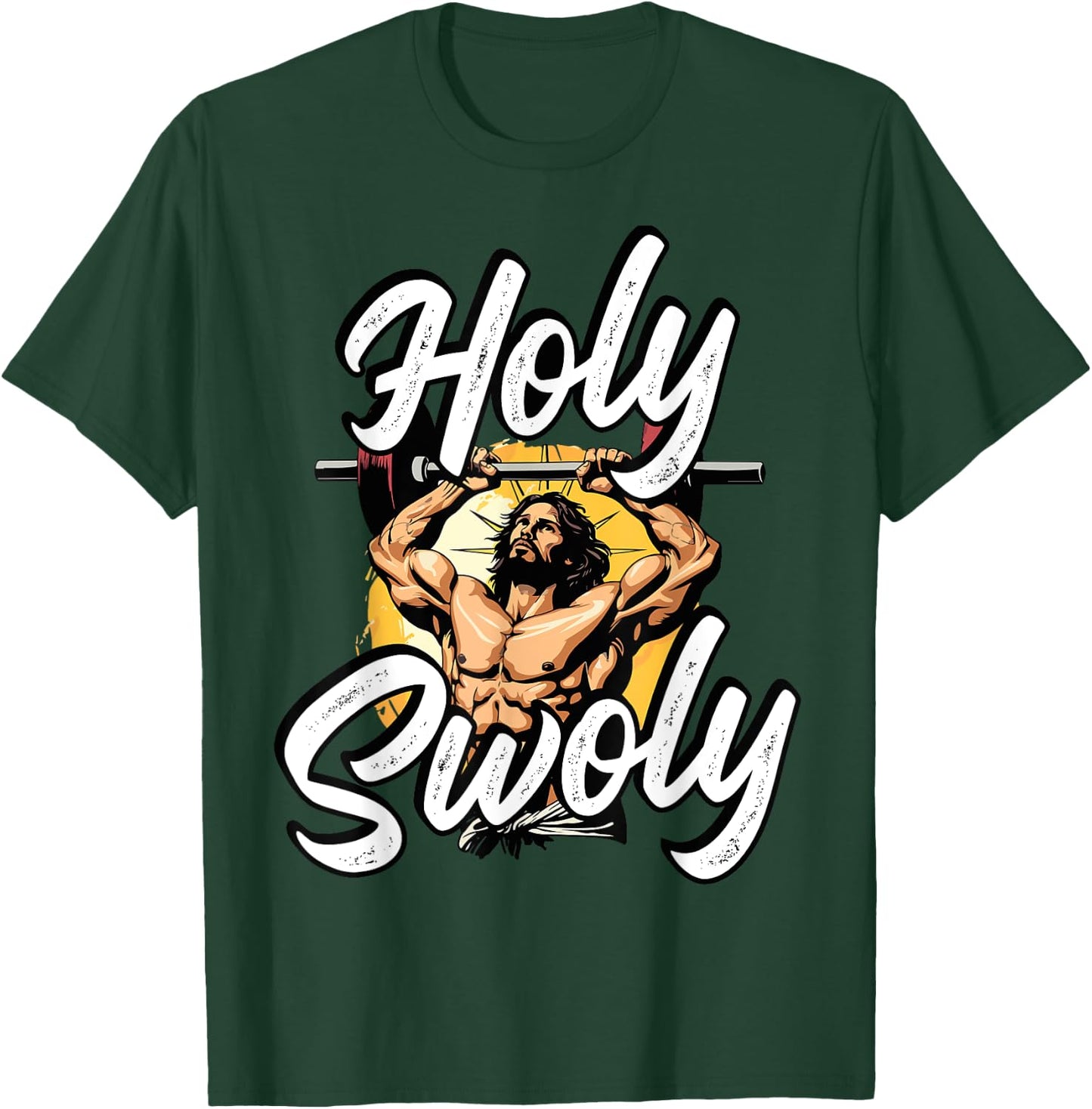 Gym Workout Exercise Christian Religious Jesus Christ T-Shirt - T-Shirt | Forest