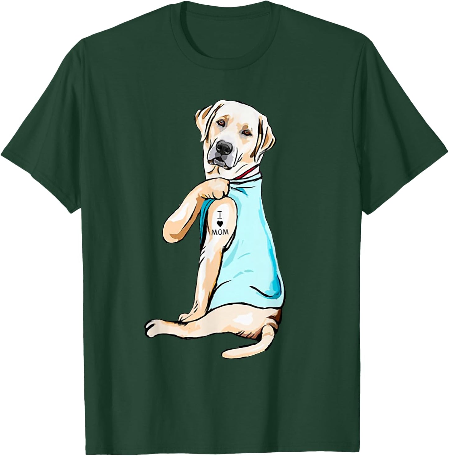 I Love Mom Funny Labrador Tattooed T-Shirt - T-Shirt | Forest