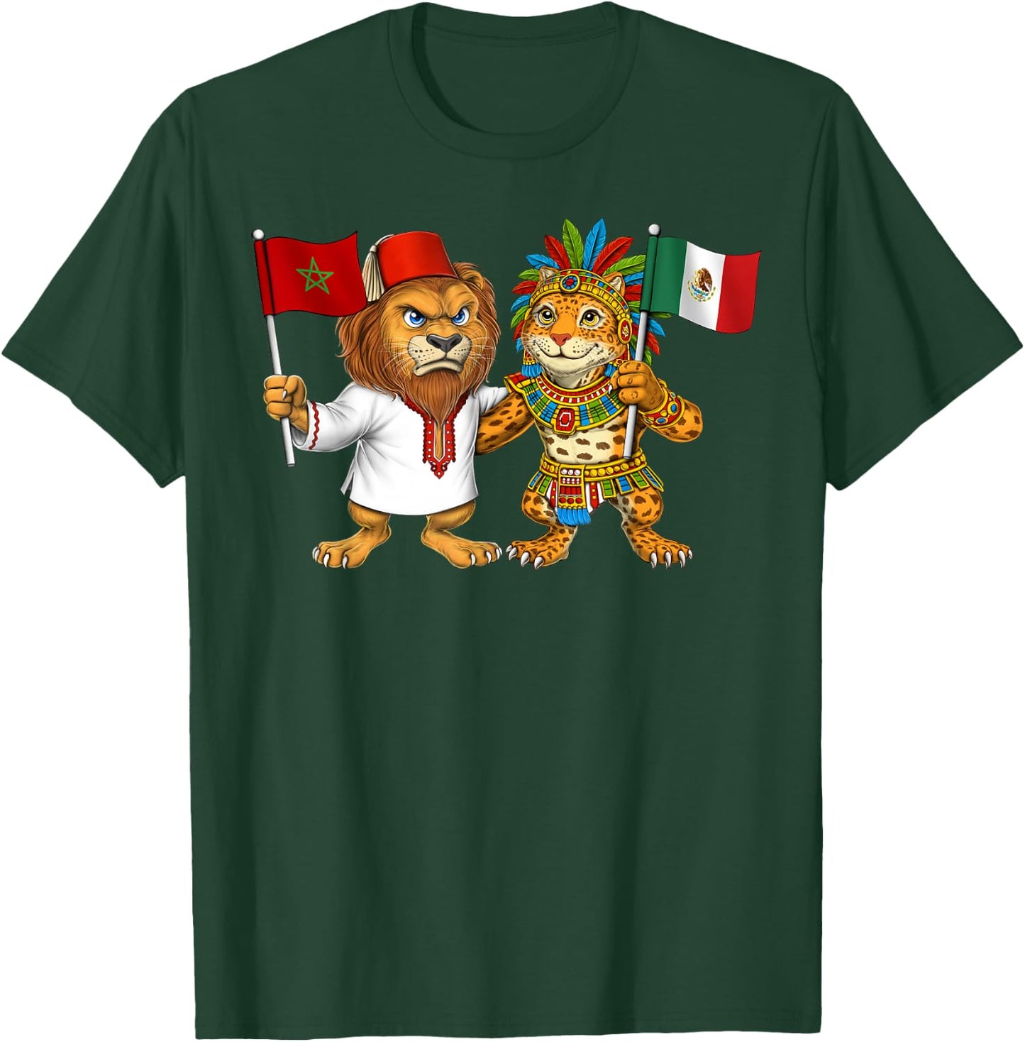 Morocco Mexico Flag Proud Mexican Moroccan Roots T-Shirt - T-Shirt | Forest