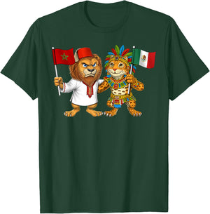 Morocco Mexico Flag Proud Mexican Moroccan Roots T-Shirt - T-Shirt | Forest