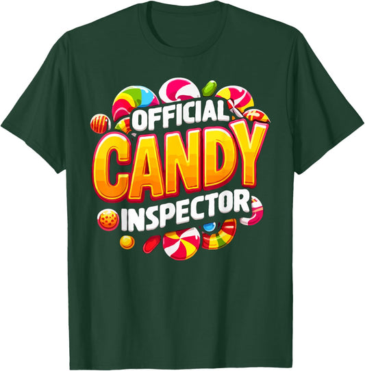 Halloween Funny Collecting Sweets Official Candy Inspector T-Shirt - T-Shirt | Forest