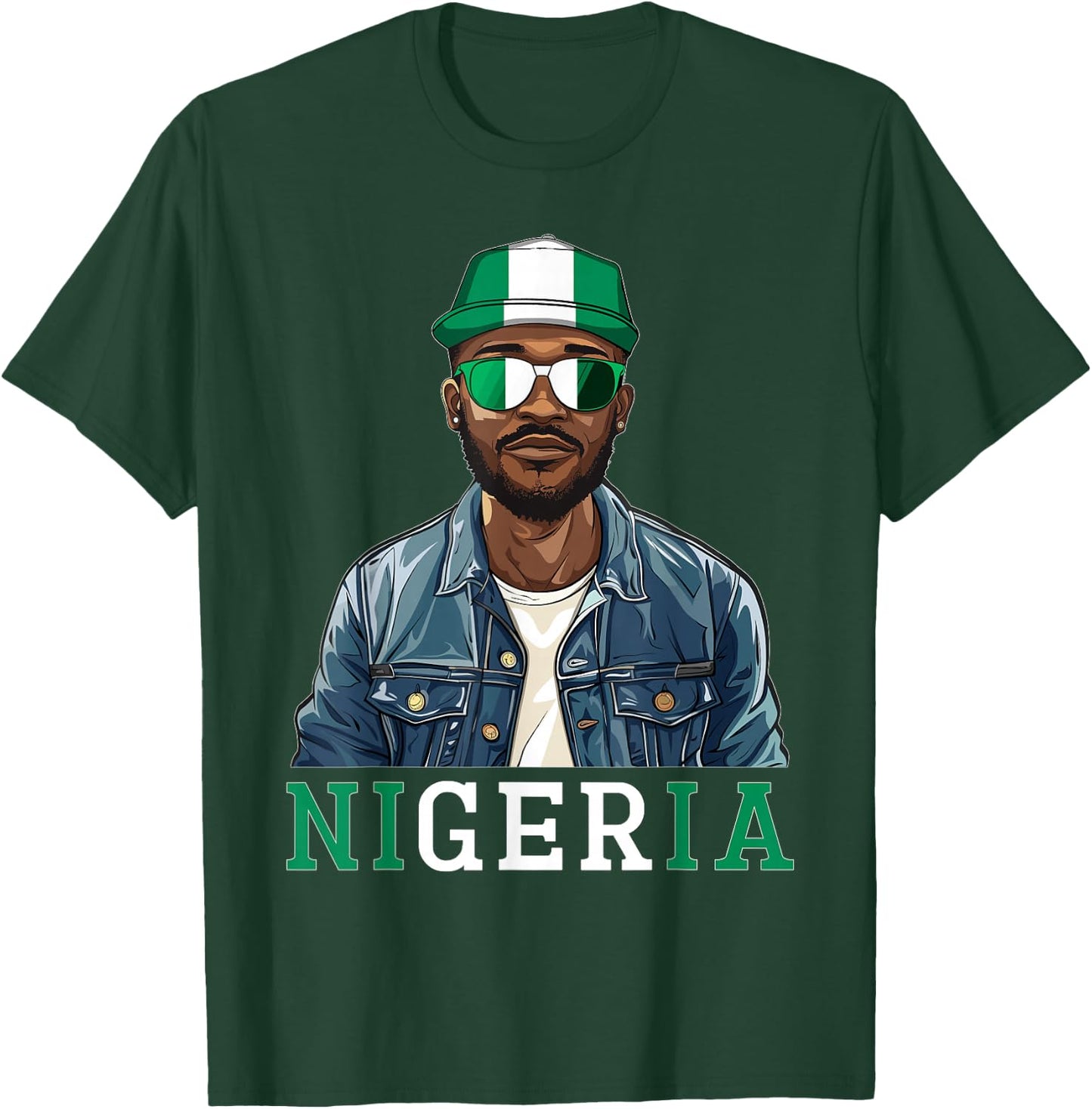 Nigeria Flag Outfit for Man Souvenirs Coountry Nigerian T-Shirt - T-Shirt | Forest