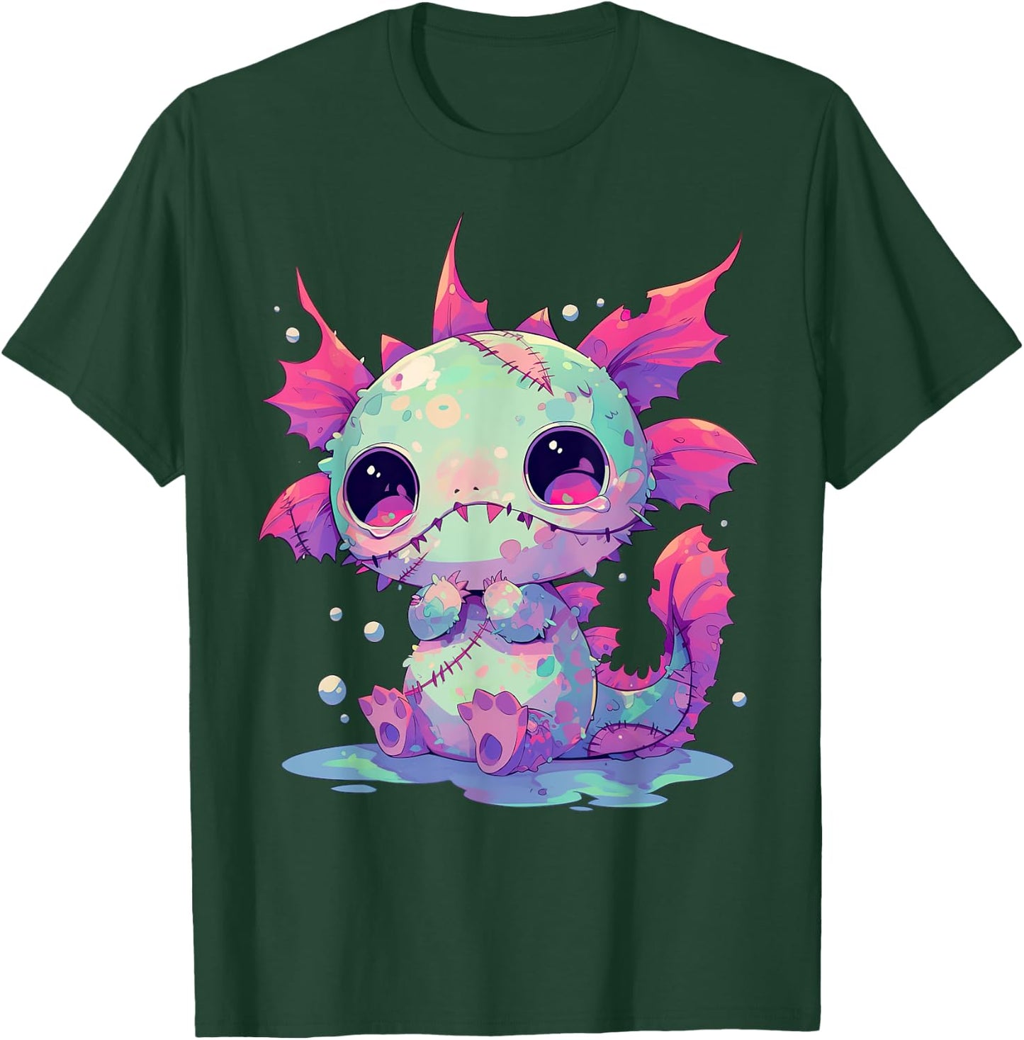 Kawaii Pastel Goth Creepy Cute Zombie Axolotl T-Shirt - T-Shirt | Forest
