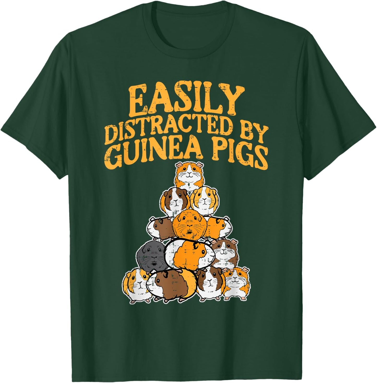 Easily Distracted By Guinea Pigs Funny Cavy Men Women Kids T-Shirt - T-Shirt | Forest