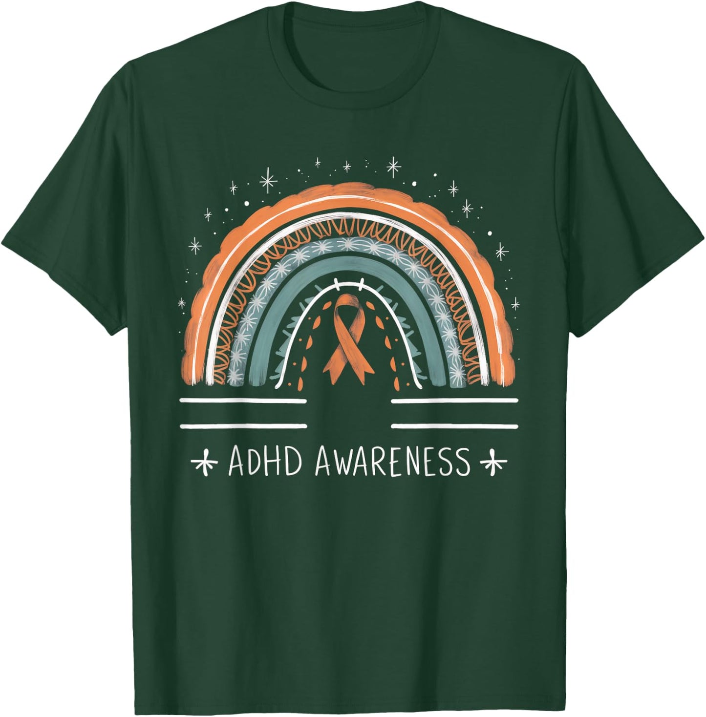 Orange Leopard Rainbow for ADHD Neurodiversity Awareness T-Shirt - T-Shirt | Forest