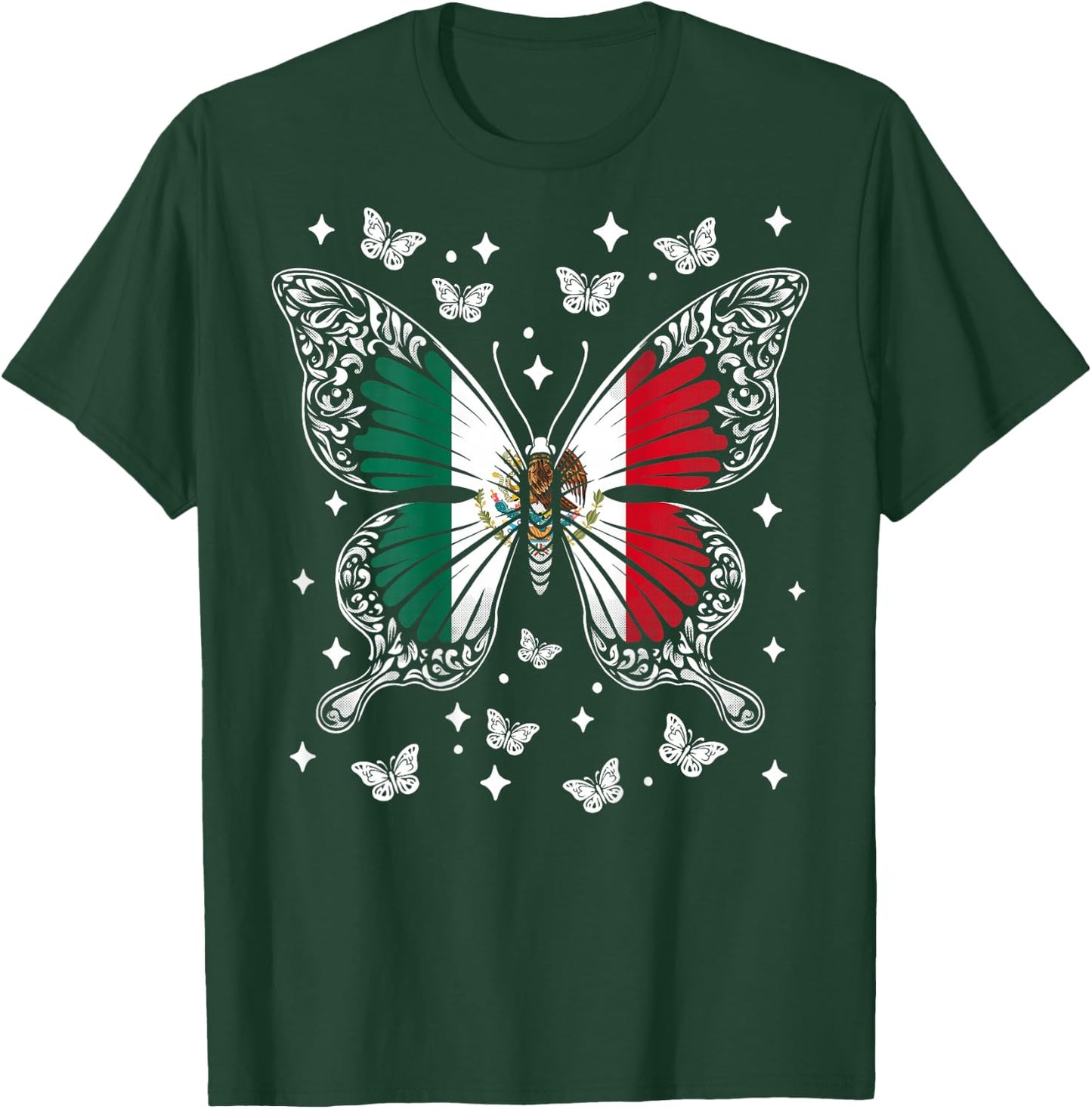 Mexican Butterfly Mexico Back Printed T-Shirt - T-Shirt | Forest