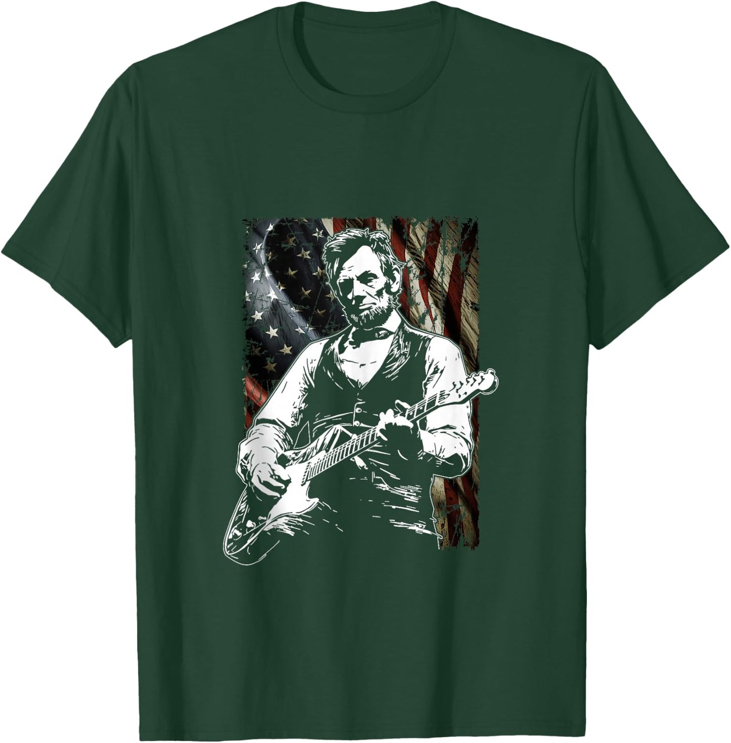 Abraham Lincoln Abe Lincoln Playing Guitar Retro Vintage T-Shirt - T-Shirt | Forest