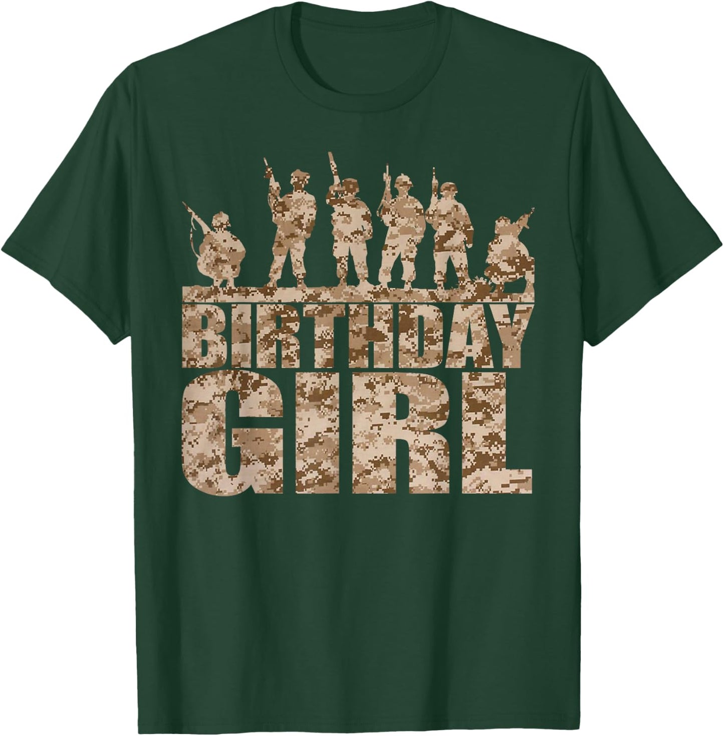 Birthday Girl Army Party Military Party Supplies Camo T-Shirt - T-Shirt | Forest
