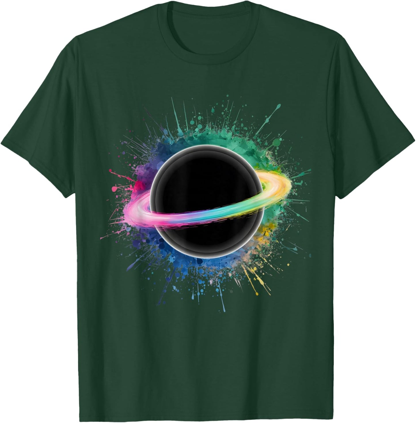 Astrophysics Men Woman Colorful Watercolor Black Hole T-Shirt - T-Shirt | Forest