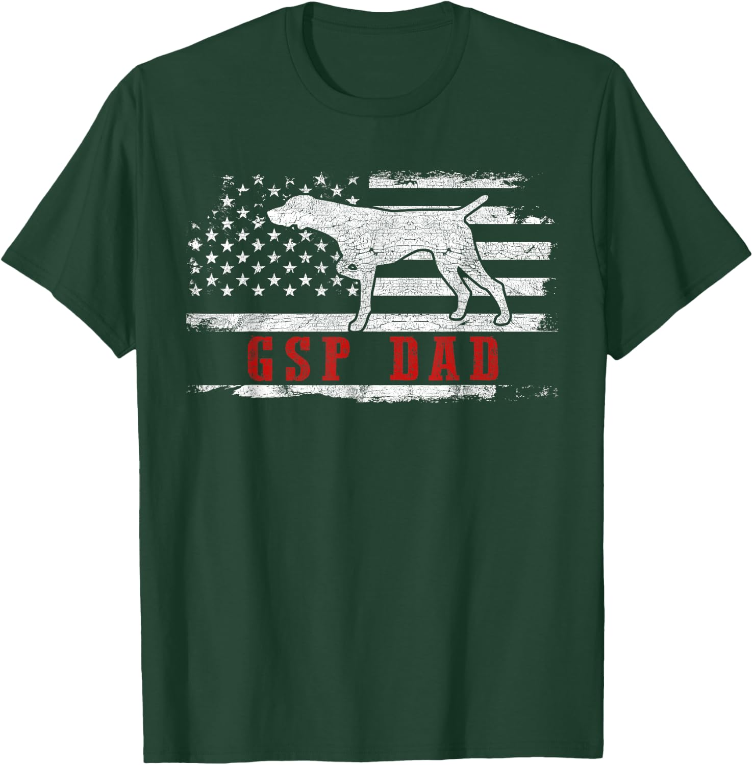 GSP Dad American Flag German Shorthaired Pointer Dog T-Shirt - T-Shirt | Forest
