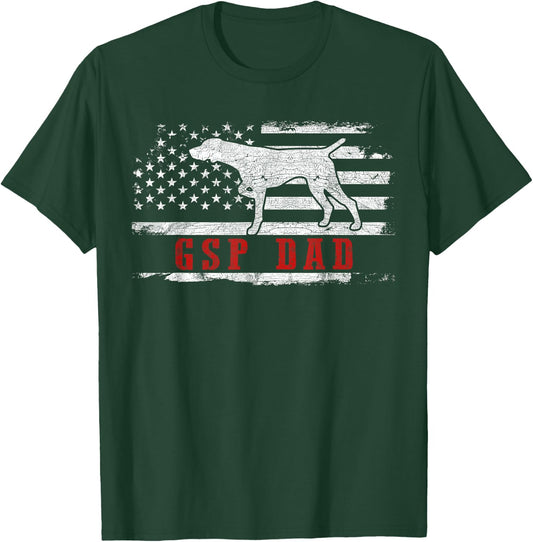 GSP Dad American Flag German Shorthaired Pointer Dog T-Shirt - T-Shirt | Forest