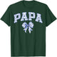 Papa Coquette Toile Blue Bow Floral Family Matching T-Shirt - T-Shirt | Forest