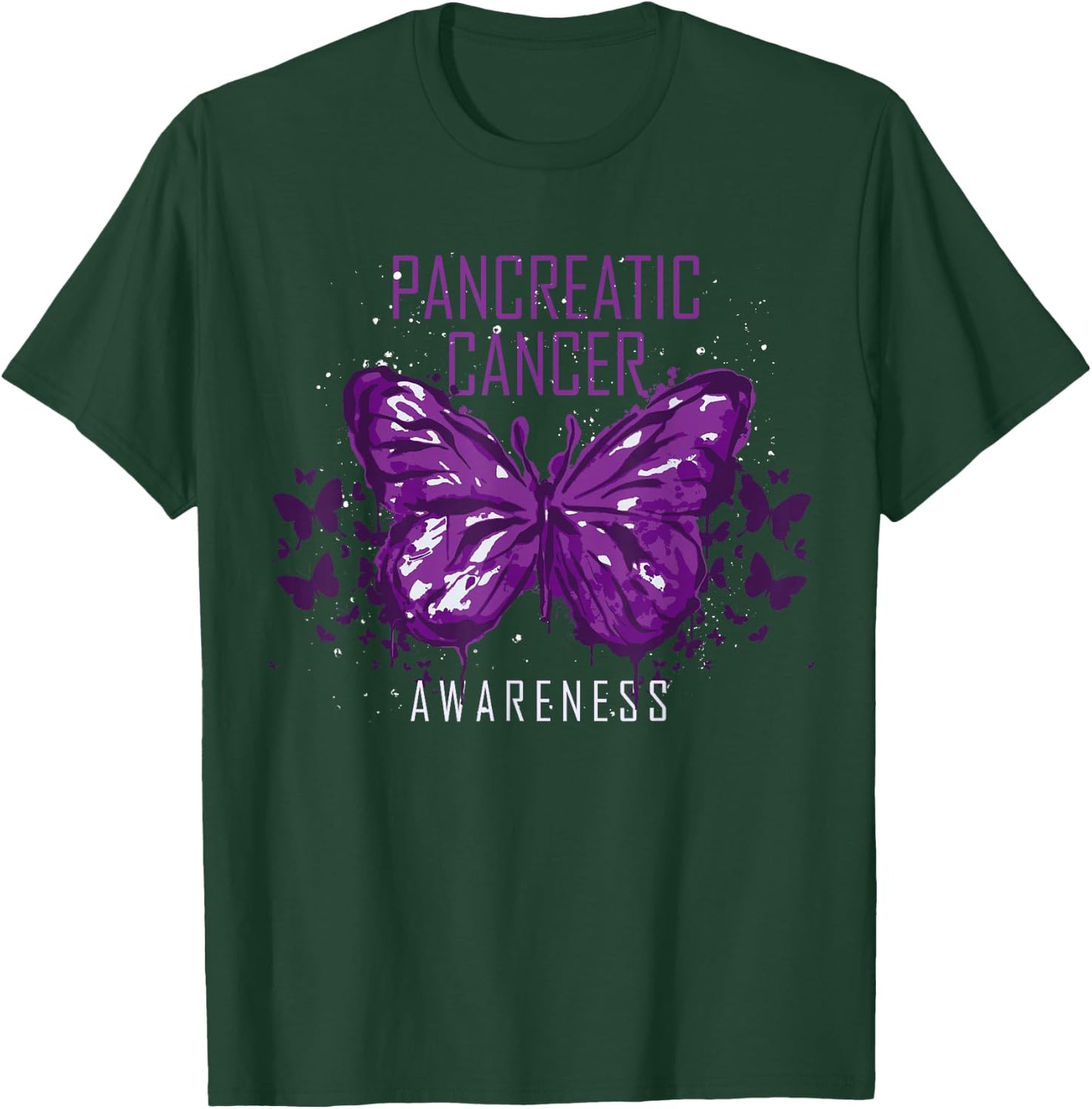 Insect Purple Ribbon Butterfly Pancreatic Cancer Awareness T-Shirt - T-Shirt | Forest