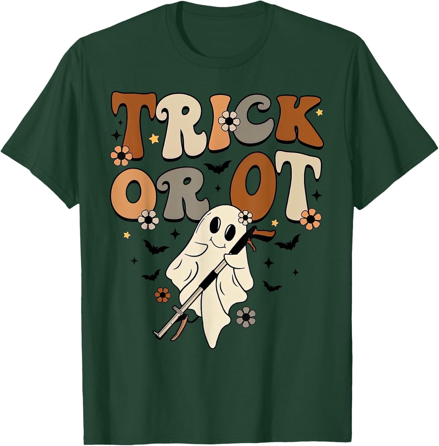 Retro Trick Or OT Cute Ghost Occupational Therapy Halloween T-Shirt - T-Shirt | Forest