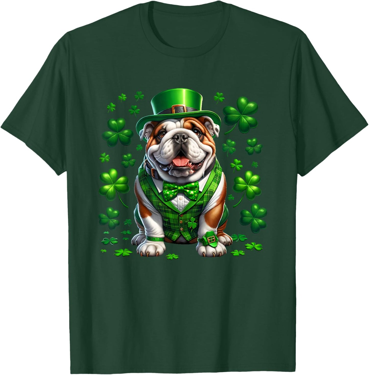 Funny Bulldog Dog St Patricks day irish Saint patrick Day T-Shirt - T-Shirt | Forest
