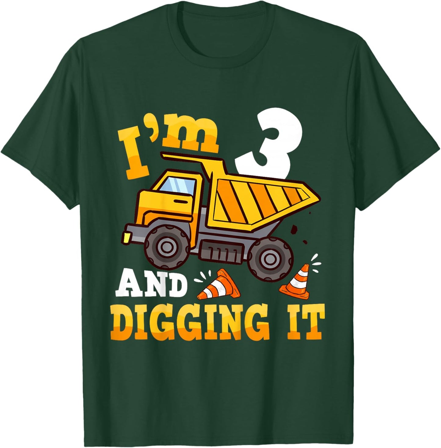 Kids 3 Year Old Boy Birthday Gifts 3rd Construction Birthday Boys T-Shirt - T-Shirt | Forest