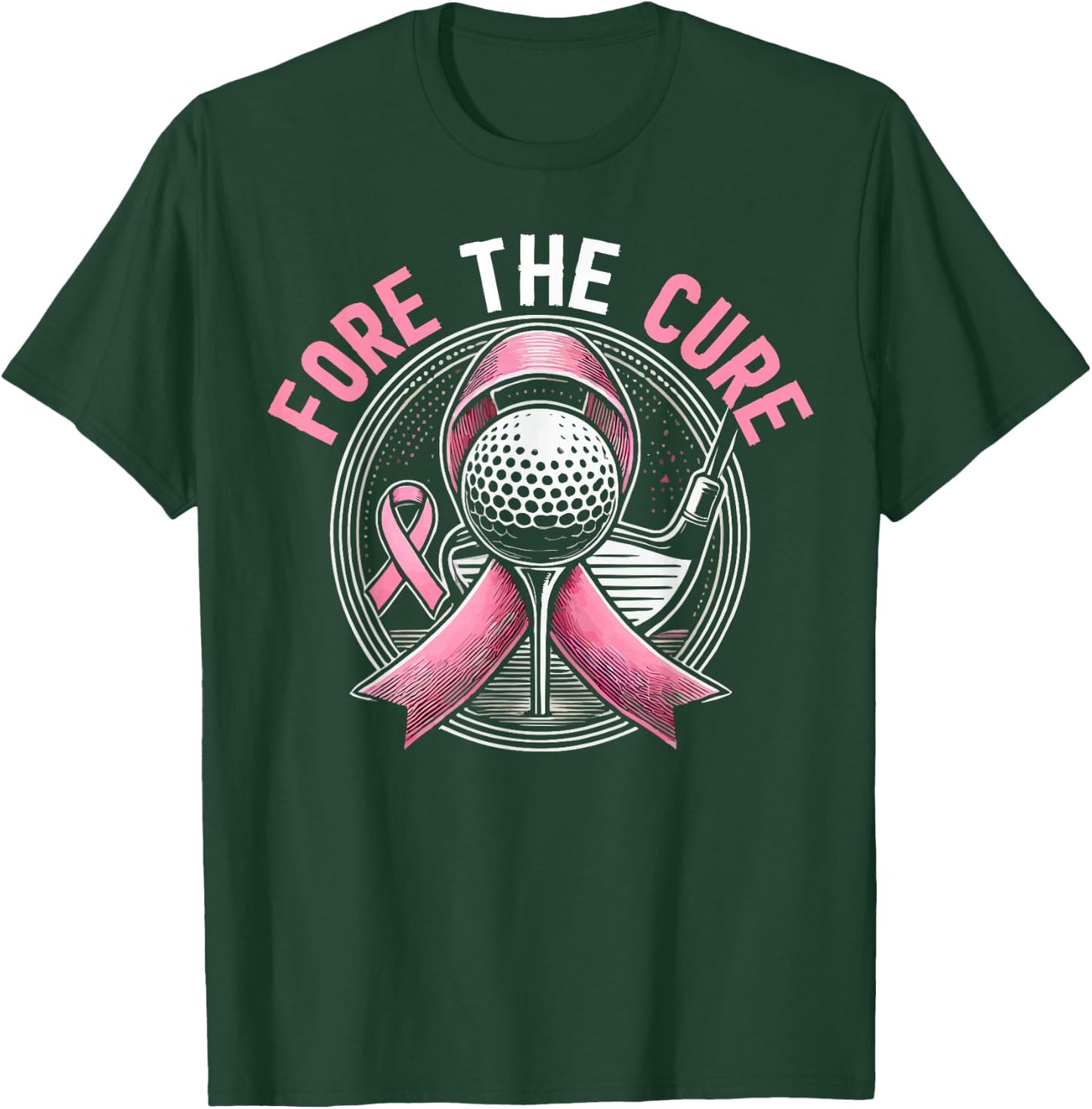 Golf Breast Cancer Awareness Month Golfer Pink Ribbon T-Shirt - T-Shirt | Forest