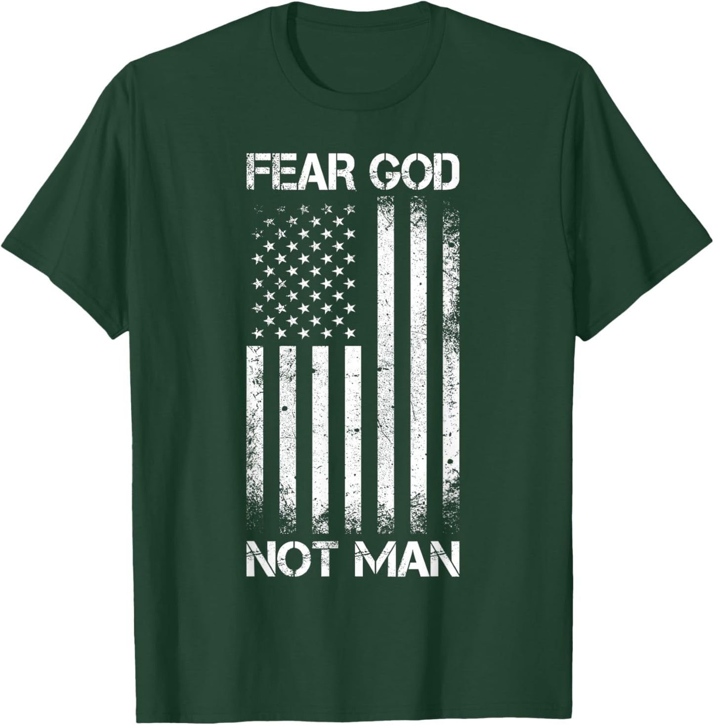 Vintage USA Flag Fear God Not Man T-Shirt - T-Shirt | Forest