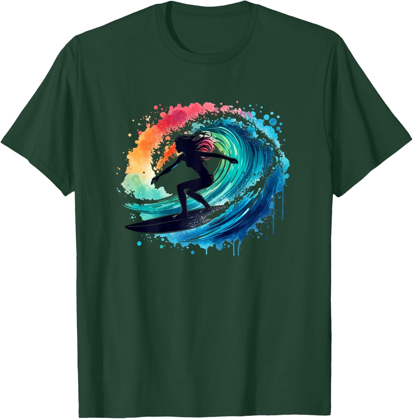 Surfing Surfboard Catch a Wave Girls Women Surfer Girl T-Shirt - T-Shirt | Forest
