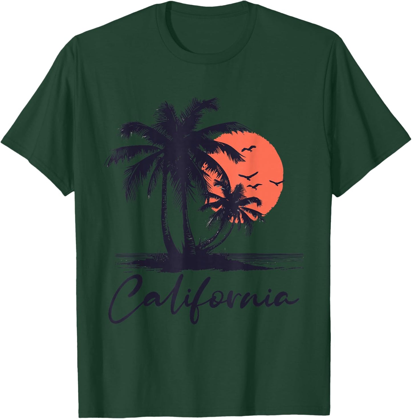 Cali Summer Vacation CA Palm Trees USA Retro California Men T-Shirt - T-Shirt | Forest