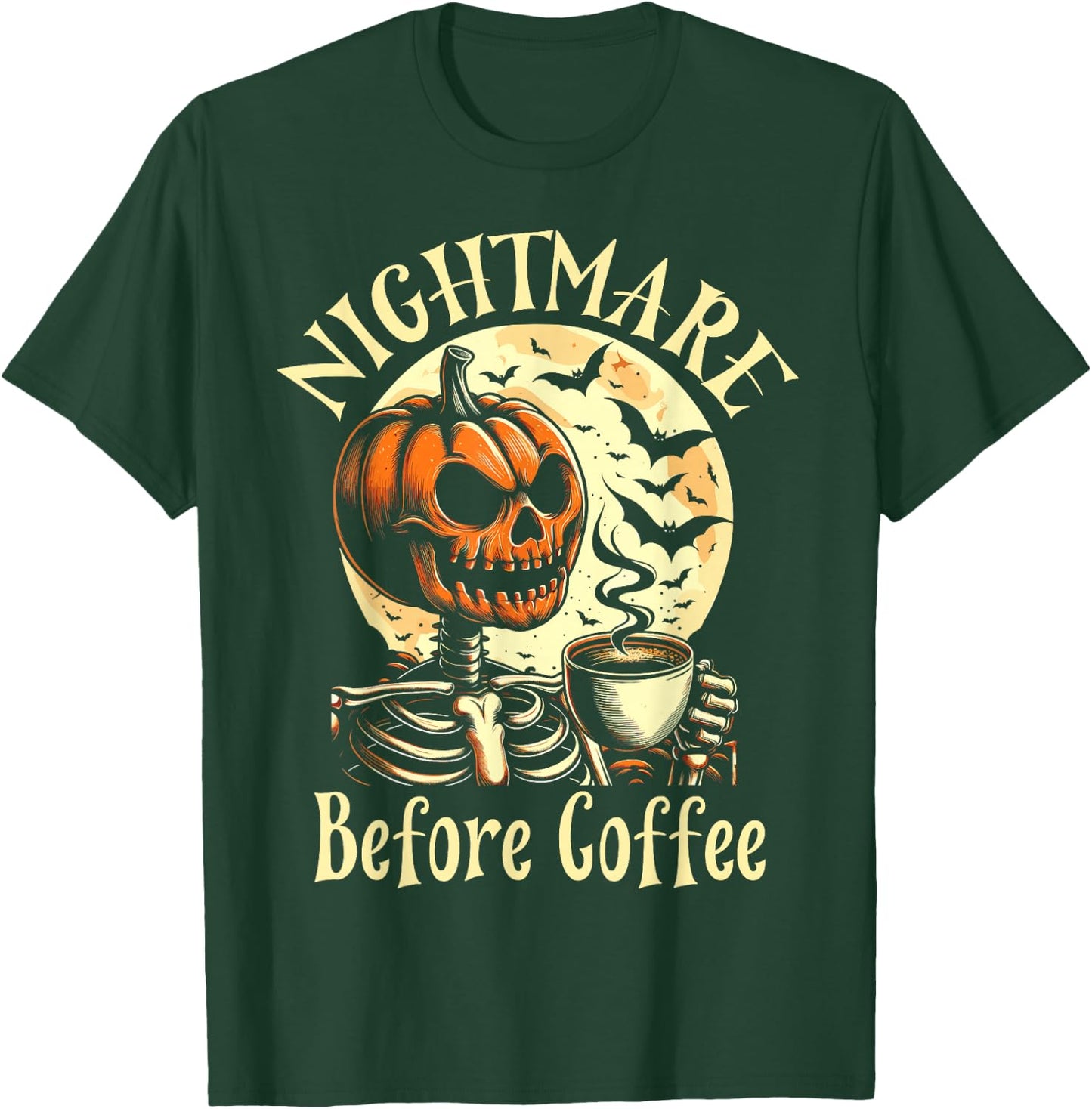 Nightmare Before Coffee Christmas Skeleton Funny Halloween T-Shirt - T-Shirt | Forest