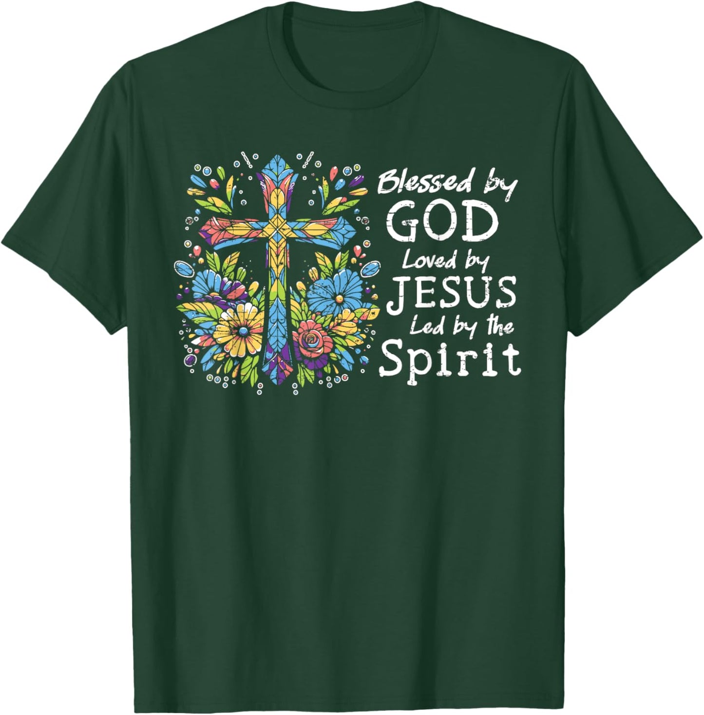 Blessed by God Loved by Jesus Christian Cute Butterfly T-Shirt - T-Shirt | Forest