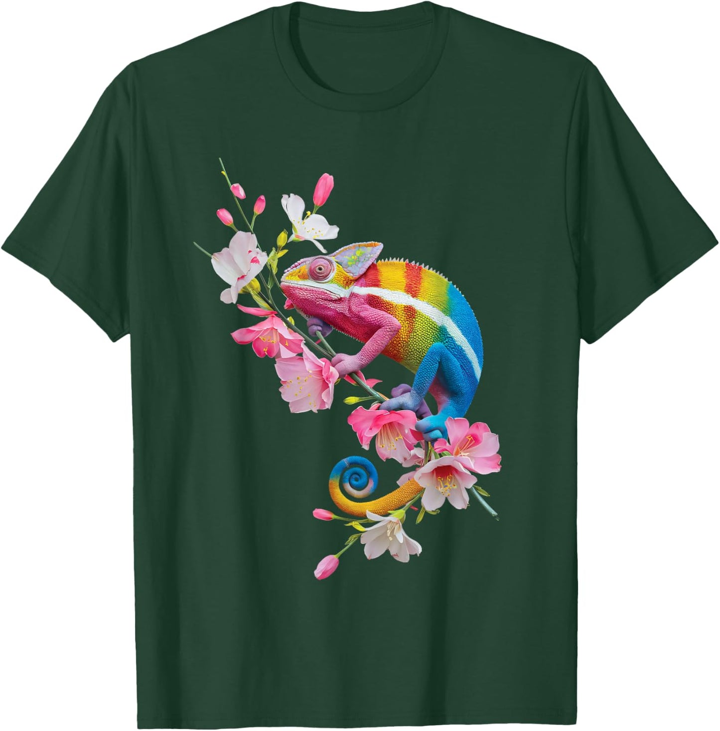 Colorful Chameleon Lizard Lover wildflower reptiles T-Shirt - T-Shirt | Forest