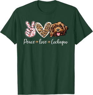 Funny Peace Love Cockapoo Dog Lover T-Shirt - T-Shirt | Forest