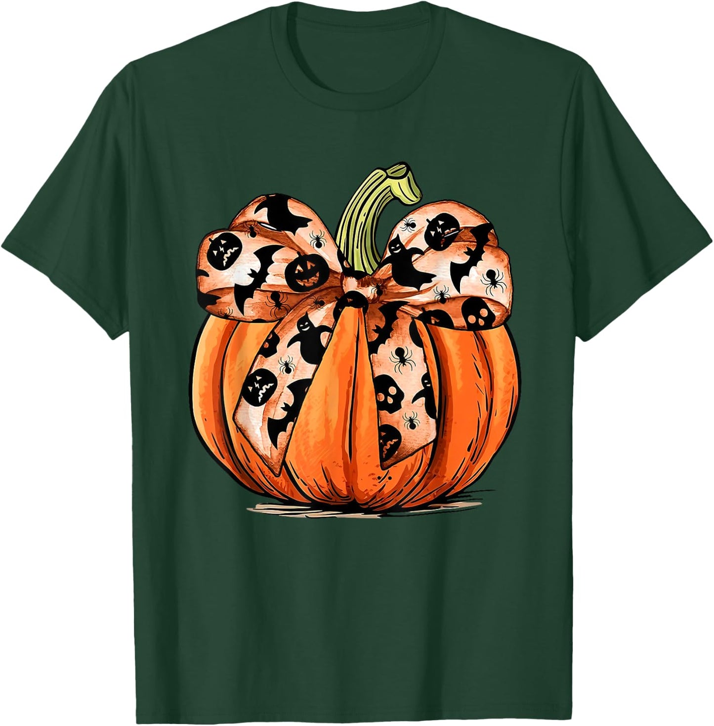 Coquette Bow Pumpkin Ghost Autumn Halloween Boujee Boo-jee T-Shirt - T-Shirt | Forest