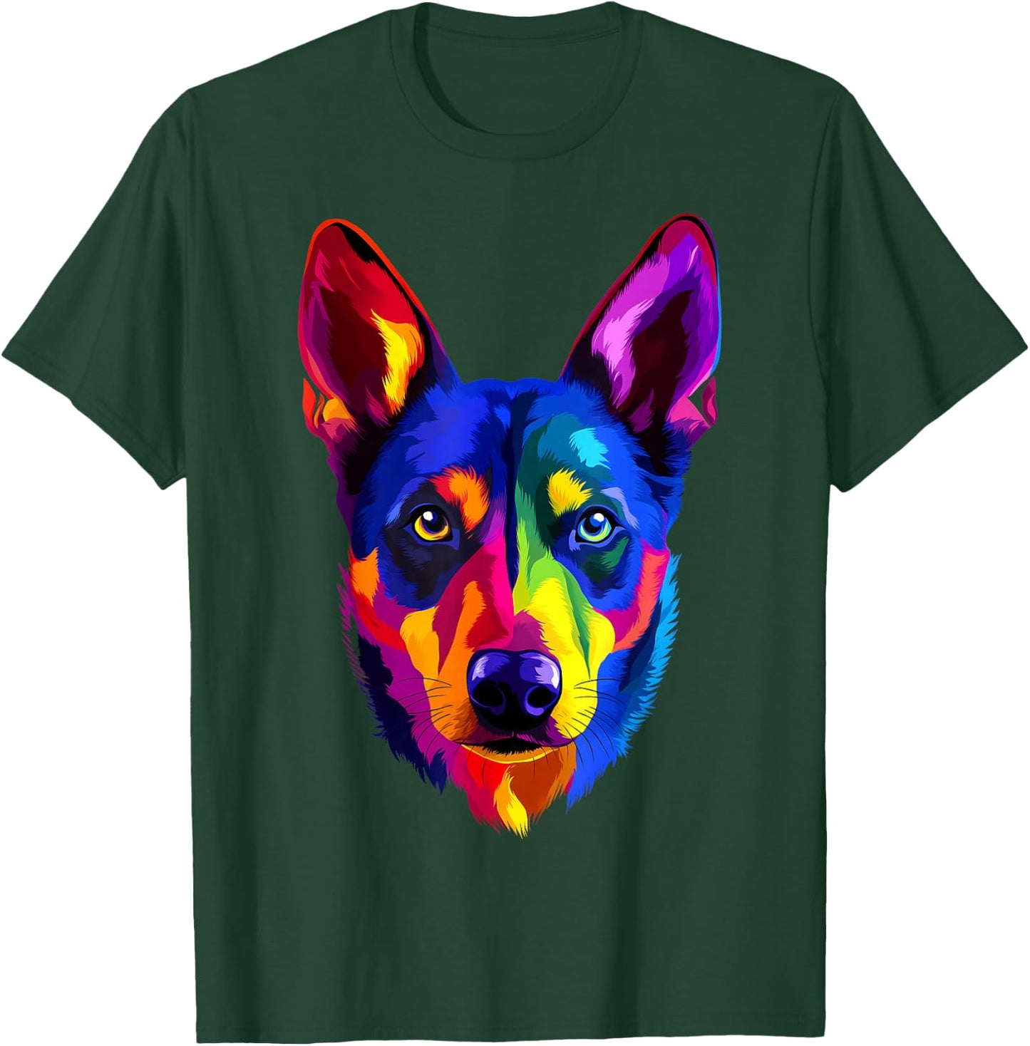 Colorful Australian Kelpie Lover Cute Puppy Men Women Black T-Shirt - T-Shirt | Forest