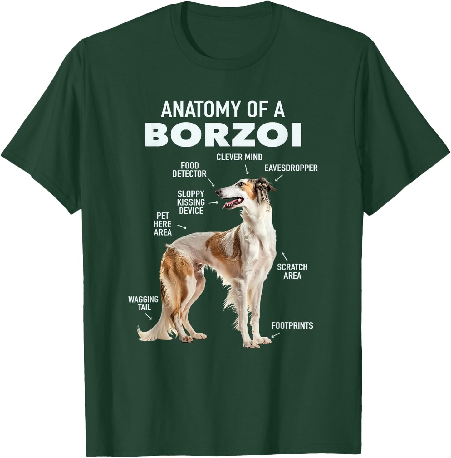Anatomy Of A Borzoi T-Shirt - T-Shirt | Forest