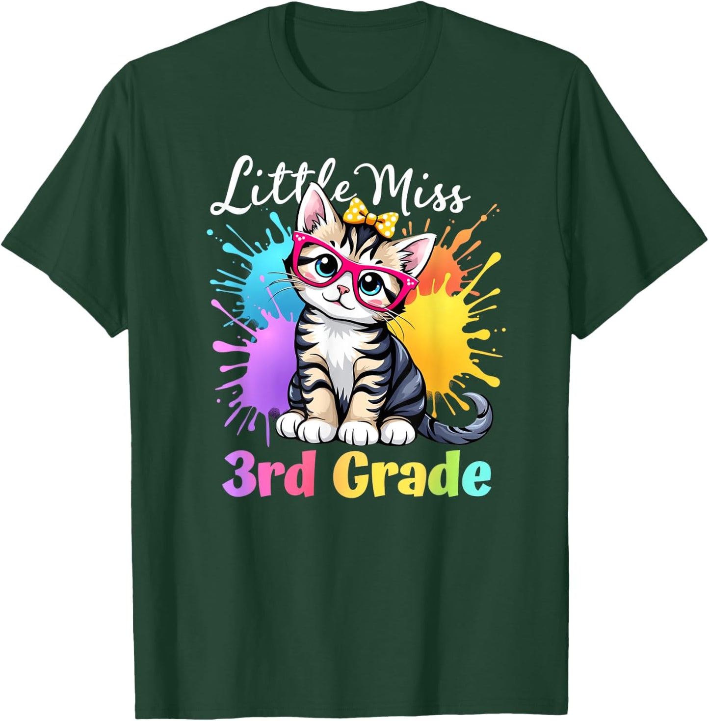 Little Miss 3rd Grade Kitten Back To School Cat Girls T-Shirt - T-Shirt | Forest