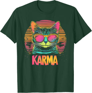 Vintage Cat Karma lovers For Teens Girls Women Men T-Shirt - T-Shirt | Forest