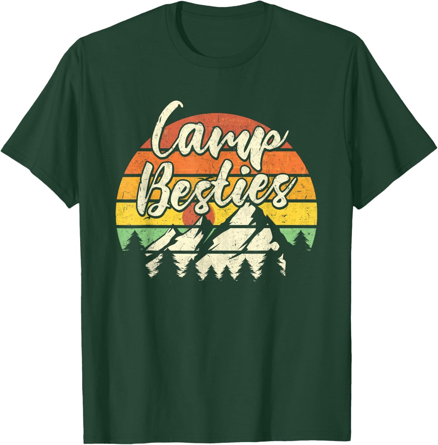Camp Besties Outdoor Sunset Best Friend Matching Camping T-Shirt - T-Shirt | Forest
