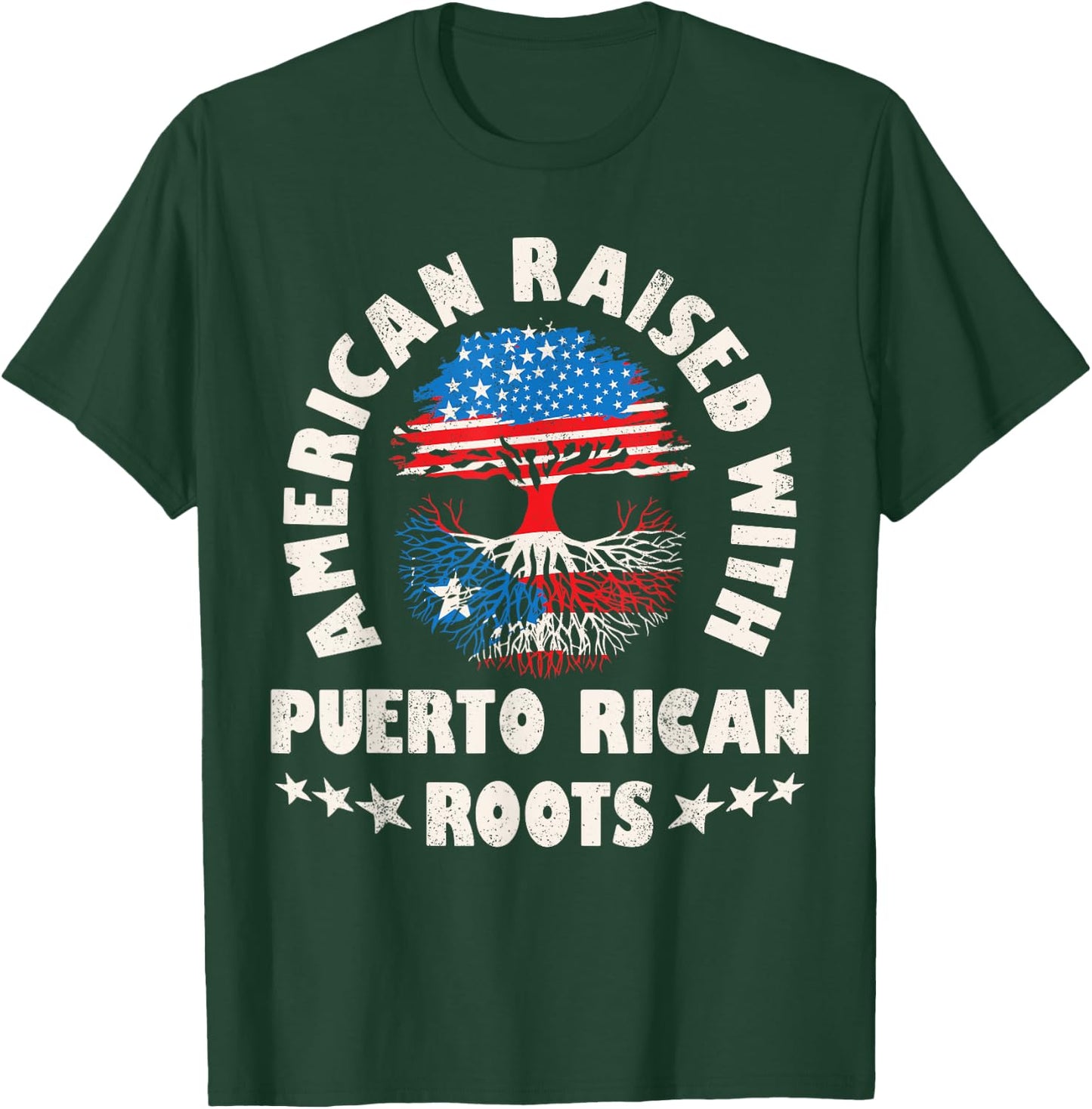 American Raised With Puerto Rican Roots Puerto Rico Hispanic T-Shirt - T-Shirt | Forest