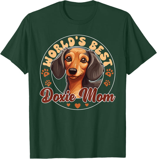 Dachshund Dog World's Best Doxie Mom Men Women Kids T-Shirt - T-Shirt | Forest