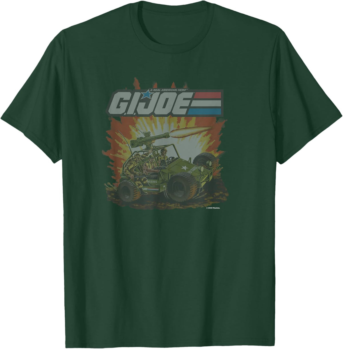 G.I. Joe -Adults , Blue, Small, Classic Fit, Short Sleeve, Graphic, , Vintage Vehicle Action Poster T-Shirt - T-Shirt | Forest