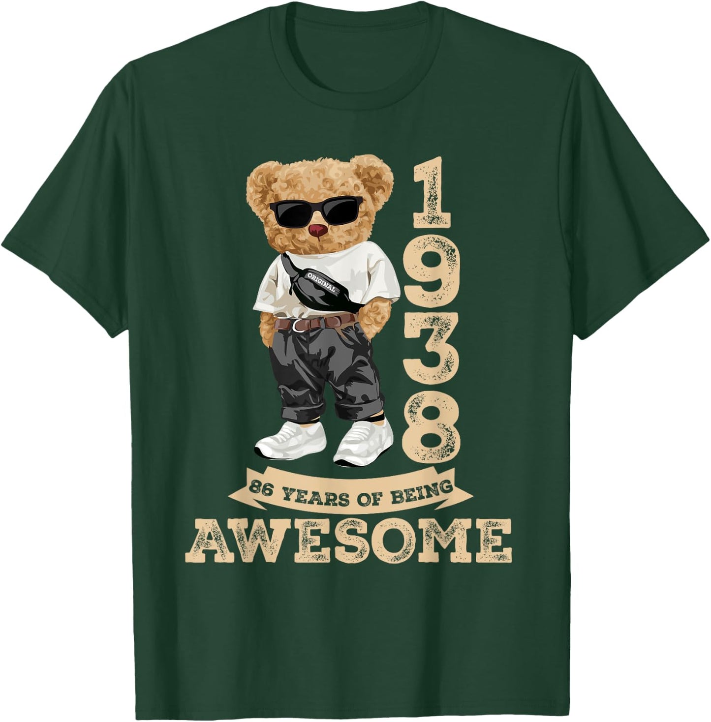Awesome Since 1938 Retro Men Women 86th Birthday Gifts Funny T-Shirt - T-Shirt | Forest