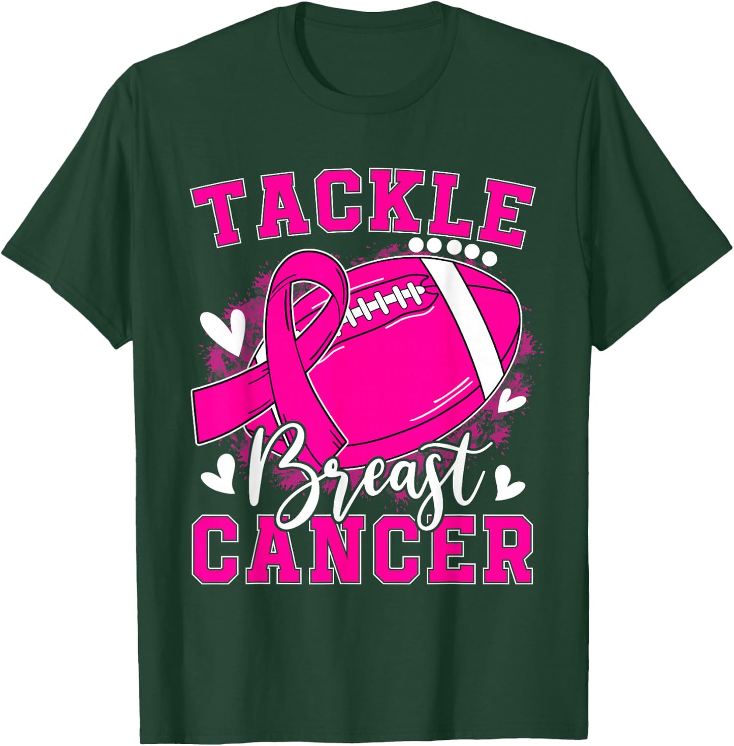 Tackle Breast Cancer Awareness Pink Ribbon Football Kids Boy T-Shirt - T-Shirt | Forest