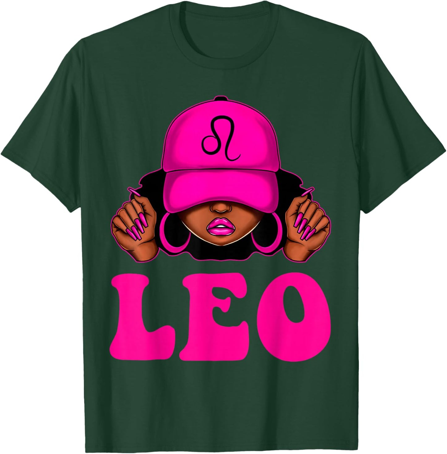 Leo Queen Sassy Black Woman Afro Girl Zodiac Birthday T-Shirt - T-Shirt | Forest