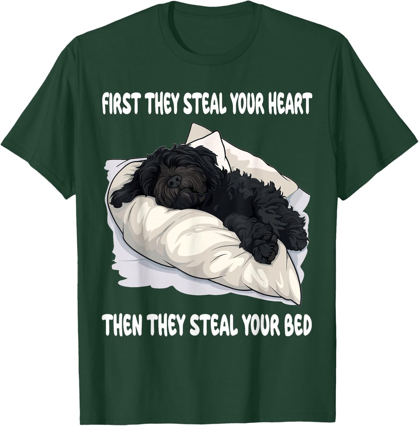 Portuguese Water Dog Sleeping Pajamas Nightgown Men Women Girls Kids T-Shirt - T-Shirt | Forest