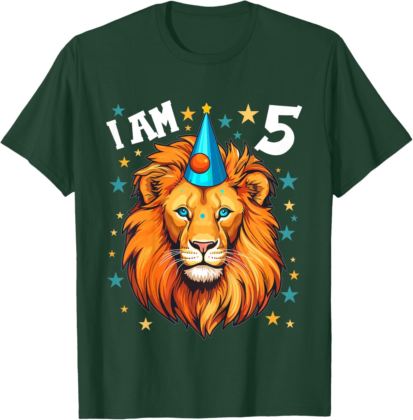 5 Years old Boy and Girl Lions 5th birthday Lion T-Shirt - T-Shirt | Forest